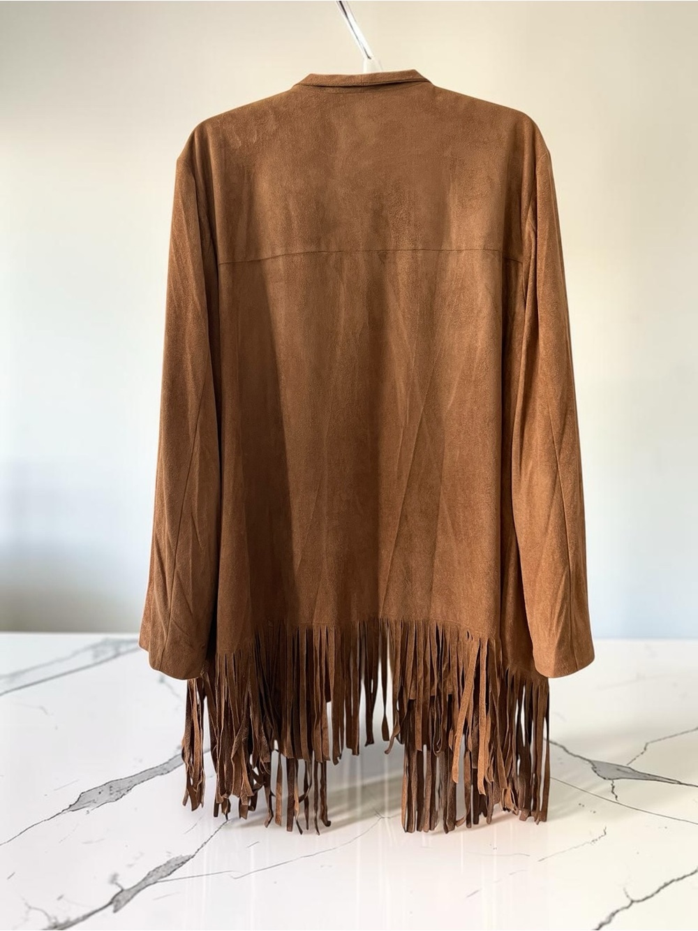 Chico’s Western Fringe Faux Suede Jacket Camel Brown Plus Size 4 XXL - Picture 3 of 6
